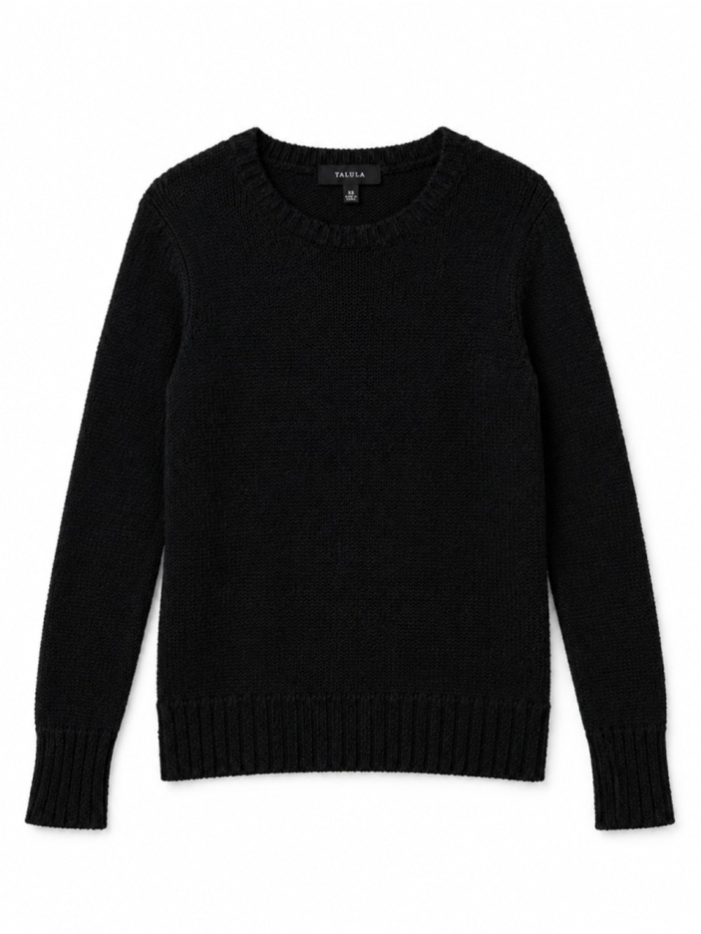 TALULA Aritzia Crewneck Knitted Cashmere Blend Black Sweater Loose Fit, Sz XS